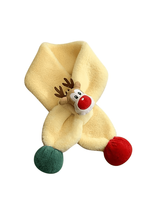 Girls Boys Winter Neck Warmer Scarf;Thick Flannel Plush Scarf with Deer Pattern;Fashionable Outdoor Activity Scarf;Unisex Stylish Gift Scarf for Christmas