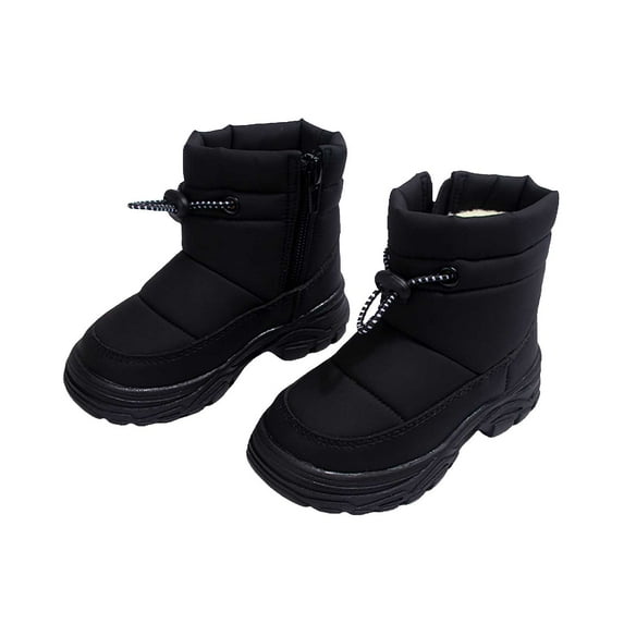 Girls Boys Winter Snow Boots Adjustable Drawstring Hook and Loop Straps Waterproof Outdoor Booties