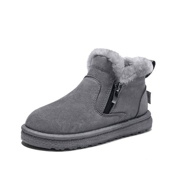 Girls Boys Winter Snow Boots Ankle Booties Zip Closure Furry Lined Keep Warm Non Slip Winter Shoes for Kids Children