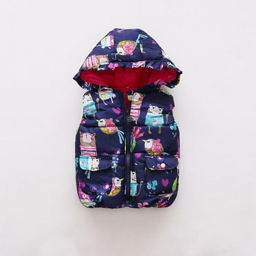 Girls Boys Winter Warm Windproof Waterproof Hodded Puffer Half Sleeve Jacket