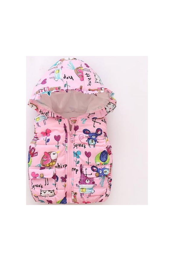 Girls Boys Winter Warm Windproof Waterproof Hodded Puffer Half Sleeve Jacket