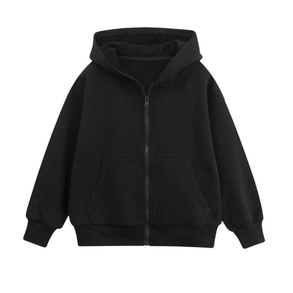 Girls Boys Zip Up Hoodie Soft Sweatshirt Kids Hoodies for Toddler Zipper Hoodie Jacket (Age 5-16 Years)(Color:Black,Size:9-10Years)