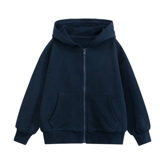Girls Boys Zip Up Hoodie Soft Sweatshirt Kids Hoodies for Toddler Zipper Hoodie Jacket (Age 5-16 Years)(Color:Dark Blue,Size:11-12Years)