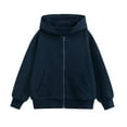 thumbnail image 1 of Girls Boys Zip Up Hoodie Soft Sweatshirt Kids Hoodies for Toddler Zipper Hoodie Jacket (Age 5-16 Years)(Color:Dark Blue,Size:13-14Years), 1 of 9