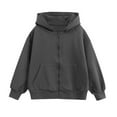 thumbnail image 1 of Girls Boys Zip Up Hoodie Soft Sweatshirt Kids Hoodies for Toddler Zipper Hoodie Jacket (Age 5-16 Years)(Color:Dark Gray,Size:9-10Years), 1 of 9