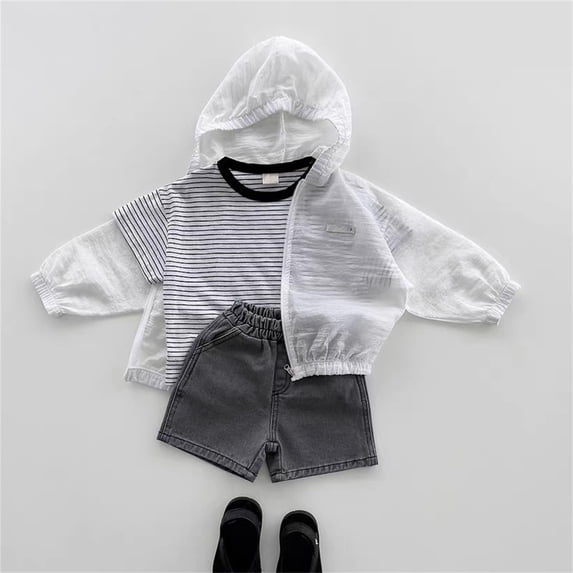 Girls Boys Zip Up Windbreaker Jacket Boys Hooded Sun Jacket Lightweight Long Sleeve Outerwear Summer Toddler Coat White 3-4 Years