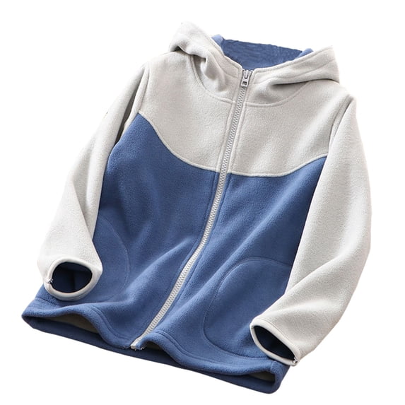 Girls Boys Zip up Sherpa Hooded Jacket Casual Cute Color Block Athletic Coat Fall Winter Thicken Warm Outfits with Pockets