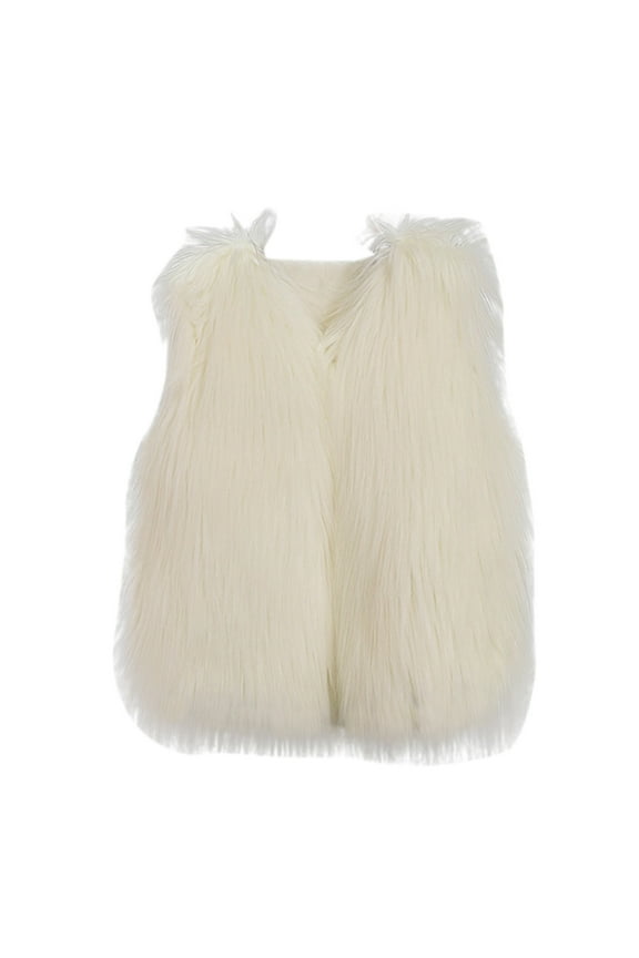 Girls Boys F𝐚ux Fu𝐫 Vest Coat Toddler Winter Fle𝐞ce Fuzzy Furry Jacket Coat Thick Warm Outwear Clothes for Kids