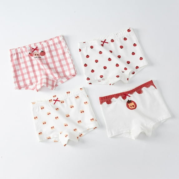 Girls' Boyshorts Underwear - 4 Pack Soft Seamless Girls Panties Boy Shorts - Breathable Panties for Girls (1-12 Years) Red 2-4 Years