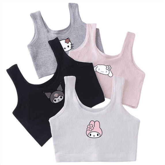 Girls Bra 10-15 Teen Student Girls Thin Cotton Sports Bralette Cami Bra Wire Free Push Up with Adjustable Straps