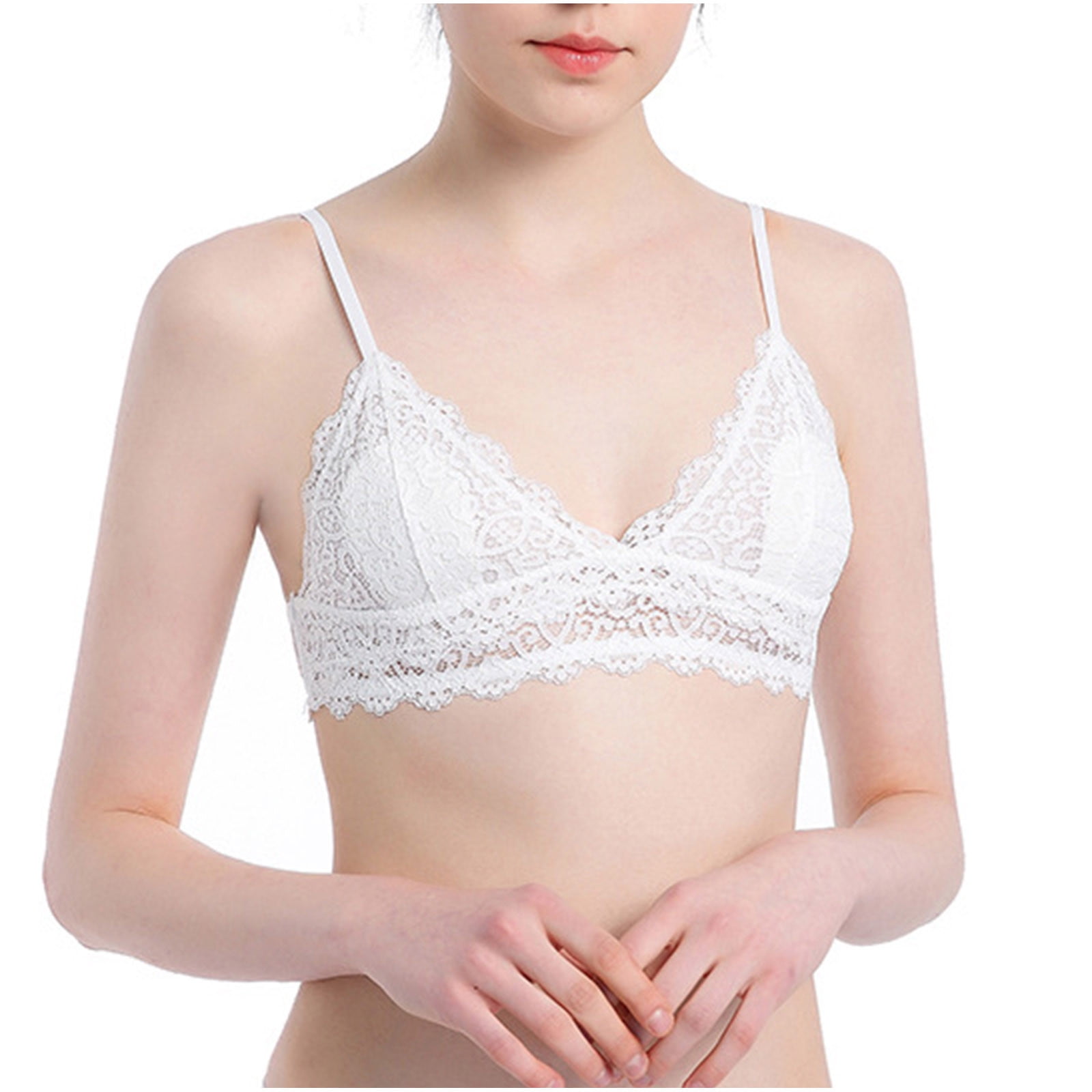 Pure White Lace Bras Women's Thin Mesh Cups Sexy Bra Transparent