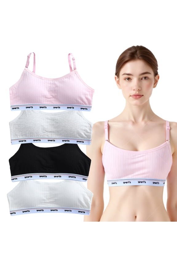 Girls Bra Fit for 10-16 Years for Teens & Big Girls Wire Free Push Up Sports Cami Bra Adjustable Straps Fixed Pads
