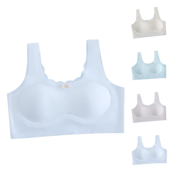 Girls' Bra Without Underwire X Back Bustier With Removable Padded And Wide Straps Underwear Seamless Bralette Top For 8 18 Years Children To