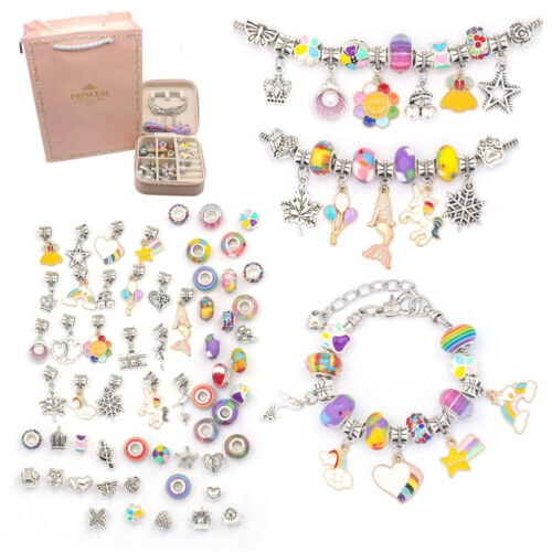 Girls Bracelet Making Kit Beads Jewellery Charms Pendant Set DIY Craft Kids Gift