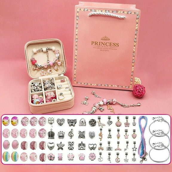 Girls Bracelet Making Kit Beads Jewellery Charms Pendant Set DIY Craft Kids Gift