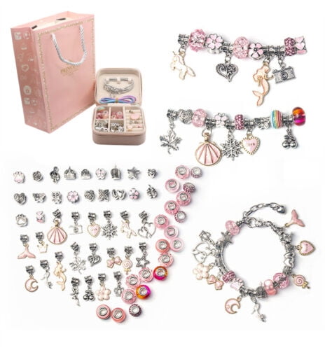 Girls Bracelet Making Kit Beads Jewellery Charms Pendant Set DIY Craft Kids Gift