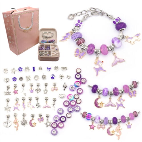 Girls Bracelet Making Kit Beads Jewellery Charms Pendant Set DIY Craft Kids Gift