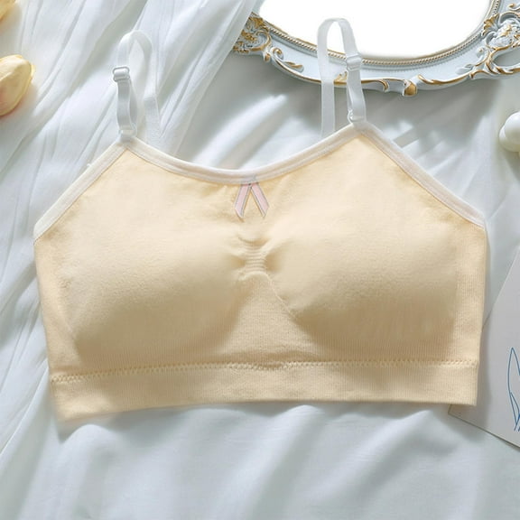 Girls Bras 9-18 Years Wireless Padded Bralettes Juniors Teens Casual Solid Stretchy Pullover Breathable Adjustable Training Underwear Bra