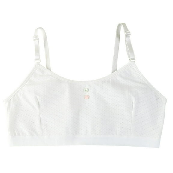 Girls Bras Ages 8 12 Adjustable Shoulder Spaghetti Strapes Seamless Wireless Sport Training Bra Soft and Comfortable Underclothes Teens Undies Clothes White 10-12 Years
