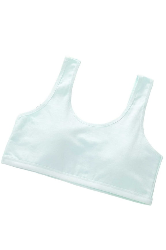Girls Bras Ages 8 12 Padded Sport Training Bra Racerback Seamless Design Solid Color Underwear Camisole Breathable Cotton Tops Bralettes Light Green 8-12 Years