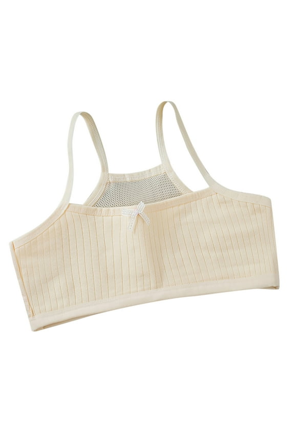Girls' Bras Breathable Youth Cotton Bras Everyday Wear Durable Bras for Active Teens Beige One Size