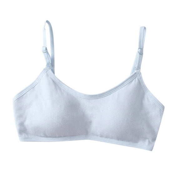 Girls Bras Girls Seamless Bras Girls Crop Top Sports Bra Training White Camisole Style Lightweight Teen Comfort Bras Girls Bras,Blue,7-18years