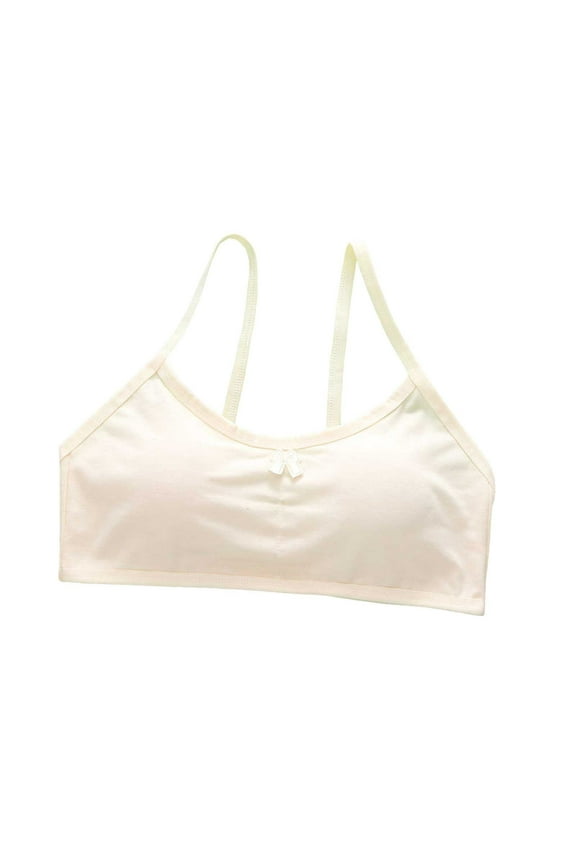 Girls Bras Padded Ages 8 12 Sports Bras Spaghetti Straps Seamless Traing Bras Soft and Comfortable Cotton Underwear Camisole Bralettes Beige 8-14 Years
