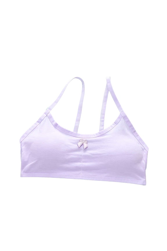 Girls Bras Padded Ages 8 12 Sports Bras Spaghetti Straps Seamless Traing Bras Soft and Comfortable Cotton Underwear Camisole Bralettes Light Purple 8-14 Years