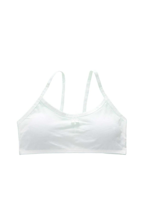 Girls Bras Padded Ages 8 12 Sports Bras Spaghetti Straps Seamless Traing Bras Soft and Comfortable Cotton Underwear Camisole Bralettes White 8-14 Years
