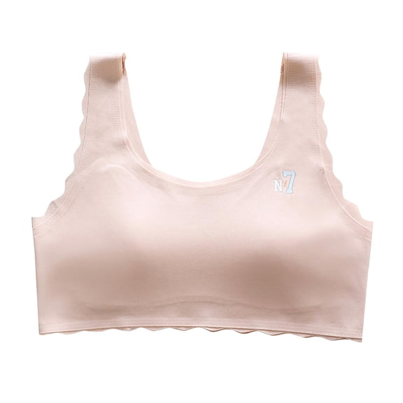 Girls Bras Silky Seamless Bra Cute Printed Padded Sports Bra Comfort Summer Cooling Bralette, Pink, 13 Years