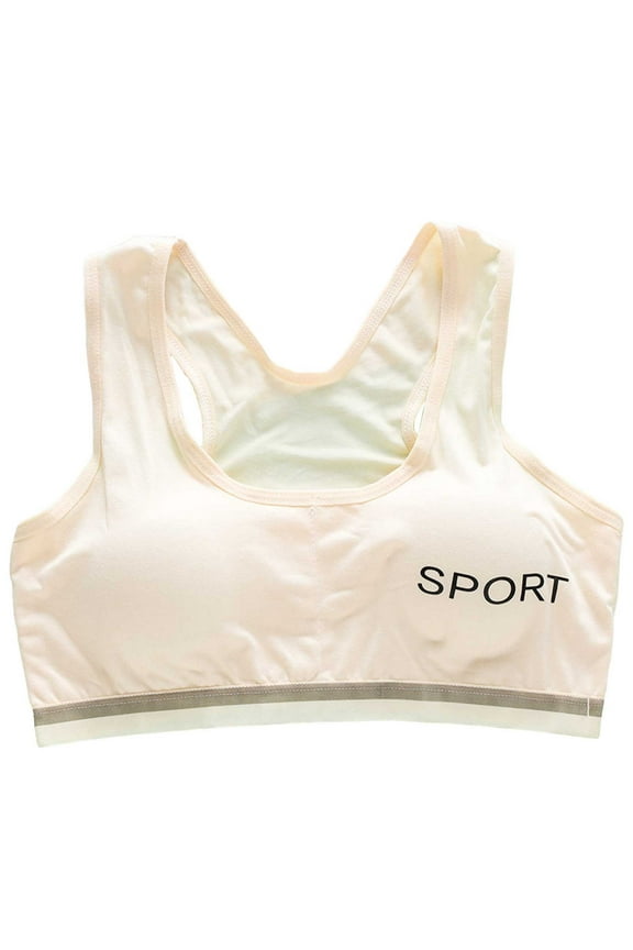 Girls Bras Size 10-12 Training Bras for Girls 10-16 Sports Seamless Bra with Removable Padding Teens Bras,Beige