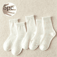 thumbnail image 1 of Girls Breathable Cotton Mesh Crew Socks 5-Pack, White Ruffle Trim for School & Daily,Size 6 T, 1 of 3