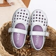 thumbnail image 1 of Girls Breathable Mary Jane Flats Lightweight PU Faux Leather School Shoes Non-Slip Adjustable Strap Gray,Size 9.5, 1 of 7