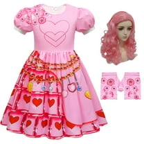 Girls Bridget Costume with Wig and Gloves Halloween Birthday Pink Dress up, 3-10Y