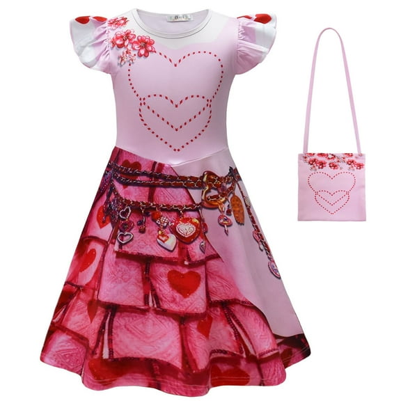 Girls Pink Dress Kids Movie Outfits Halloween Birthday Party 3-9Y