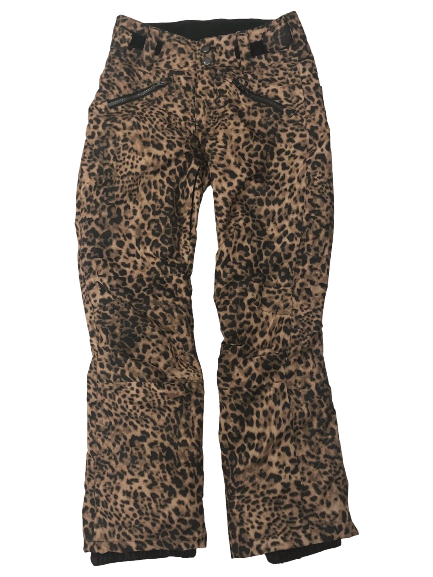 Girls Brown Leopard Print Snow Ski Snowboarding Pants Medium 10