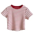 thumbnail image 1 of Girls Brunch Tops Short Sleeve Blouses for Girl Color Block Vintage Striped Renaissance Peasant Steampunk Summer Fall Shirts 2026 Soft Comfy Clothes Fashion Y2K 2 Years, 1 of 4