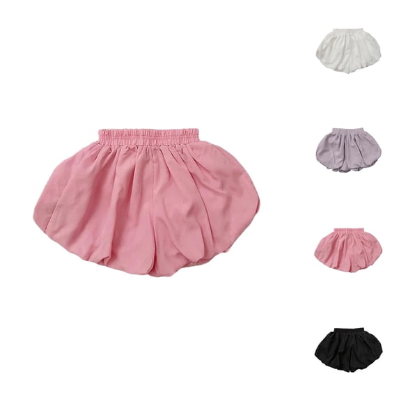 Girls Bubble Shorts Summer Casual Y2k Mini Skirts Elastic Waist Ruffle Hem Bloomers Cute Puffy Skorts 1-6 Years