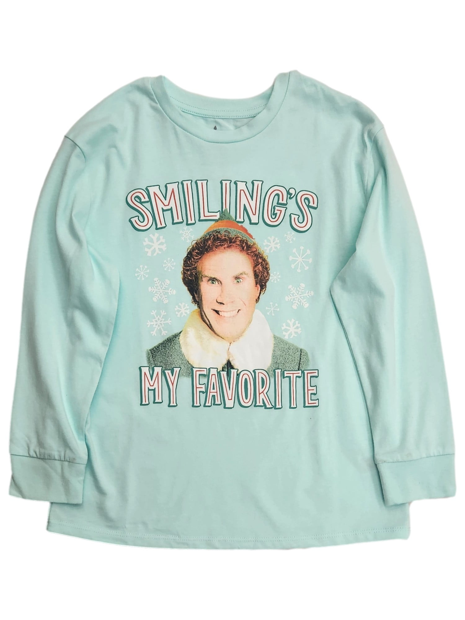 Girls Buddy The Elf Smiling Is My Favorite Christmas Long Sleeve T-Shirt L 10-12