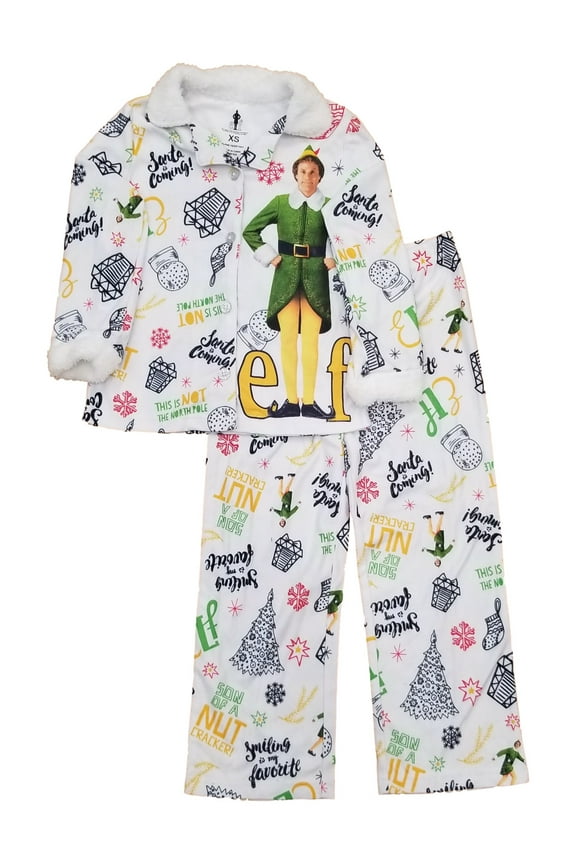 Girls Buddy the Elf White Christmas Holiday Sleep Pajamas Shirt Pants X-Small