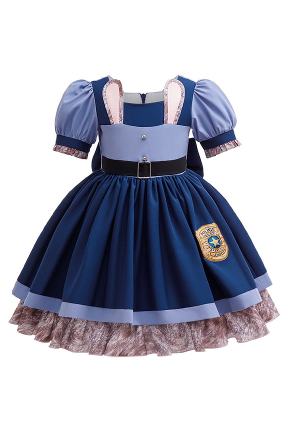 Girls Bunny Police Costume Halloween Cosplay Uniform Dress
