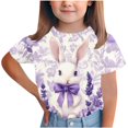 thumbnail image 1 of Girls Bunny T-Shirt Lavender Purple Floral Easter Soft Short Sleeve Tee Tops Kids 3-14 Years,Size 14 T, 1 of 5