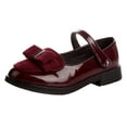 thumbnail image 1 of Girls Burgundy Mary Jane Shoes Patent Faux Leather Dress Flats, Adjustable Strap & Bow for School, Party, Church | Comfortable & Easy Clean Kids Shoes,Size 11.5-12T, 1 of 6