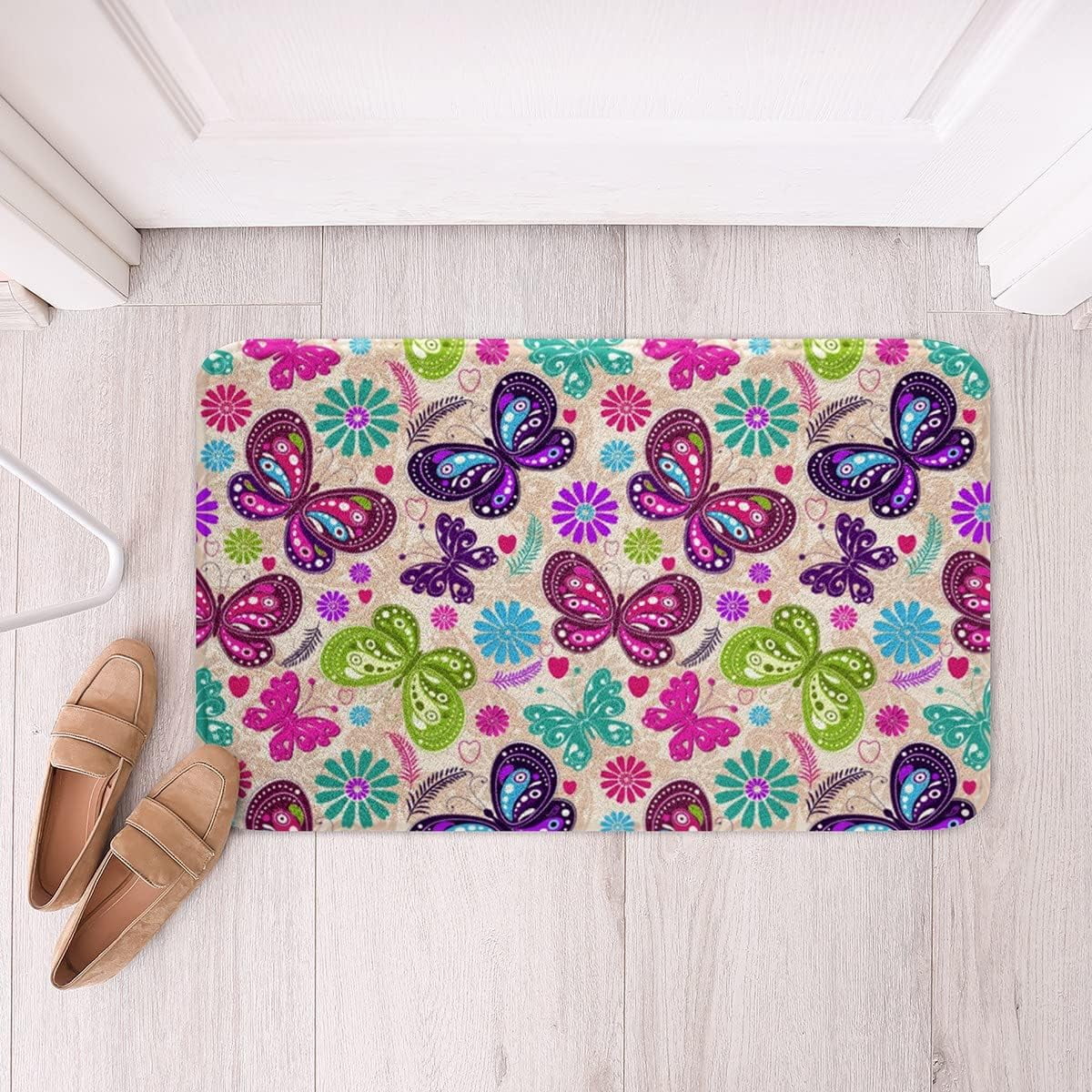 Girls Butterfly Bathroom Rugs for Teen Hippie Groovy Floral Mats Women ...