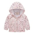 thumbnail image 1 of Girls Butterfly Print Windbreaker Jacket Hooded Zip Up Long Sleeve Outdoor Outerwear 5-6 Years, 1 of 4