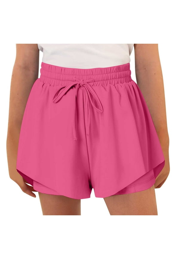 Girls Butterfly Shorts Athletic Flowy Preppy Clothes Running Tennis Dance Cheer 2 in 1 Shorts for Teen
