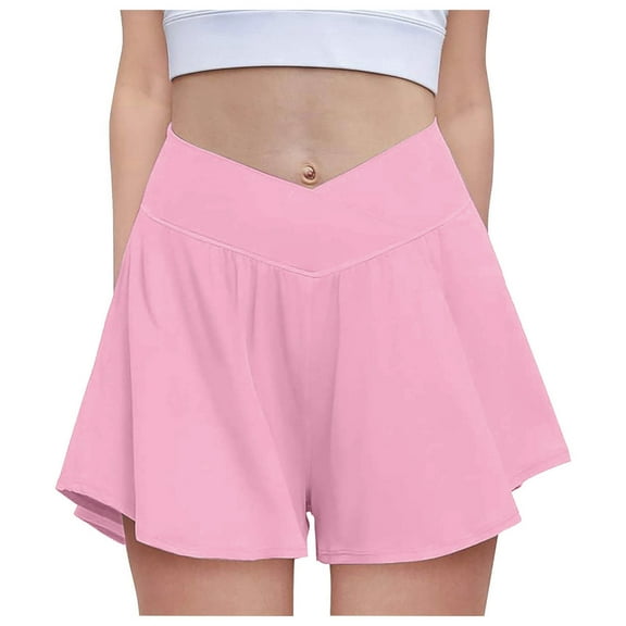 Girls Butterfly Shorts with Pockets V Crossover Liner 2-in-1 Flowy Shorts Summer Shorts for Teen Girls 13-14Years