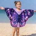 thumbnail image 1 of Girls Butterfly Swim Cover Up Cute Swimsuit Poncho Rash Guard Coverups (Dark Purple 2-3 Years), 1 of 7