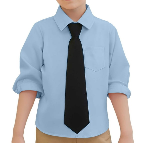Girls' Button Down Shirts Boys Formal Outfit Blue Button Up Shirt Boys School Shirts for Boys Boys Girls Fashion