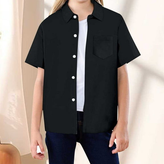 Girls Button Down Shirts Boys Formal Shirt Black Button Down Shirt Girls Uniform Shirts